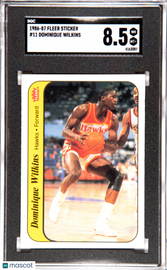1986 Fleer Sticker Dominique Wilkins #11 SGC 8.5