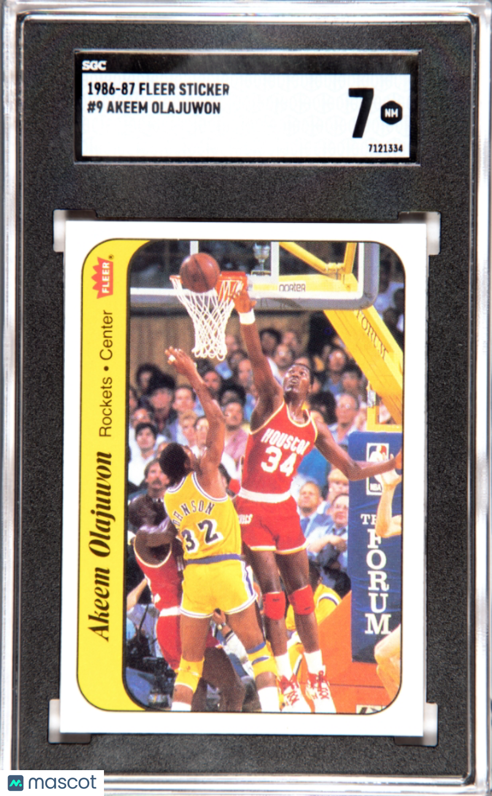 1986 Fleer Sticker Akeem Olajuwon #9 SGC 7