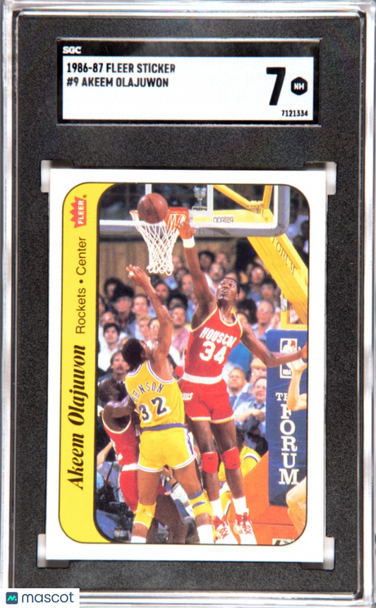1986 Fleer Sticker Akeem Olajuwon #9 SGC 7