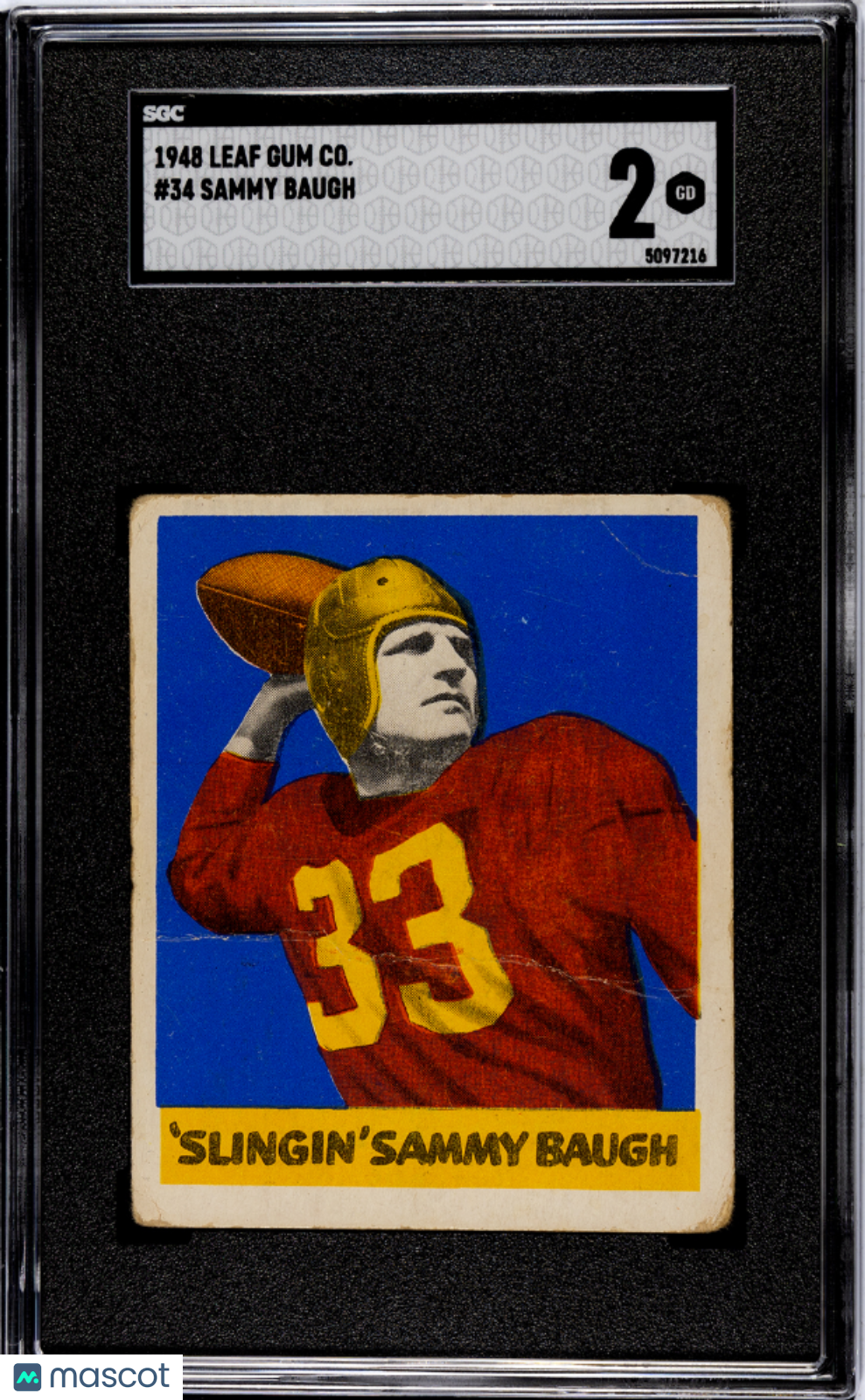 1948 Leaf Gum Co. Sammy Baugh #34 SGC 2