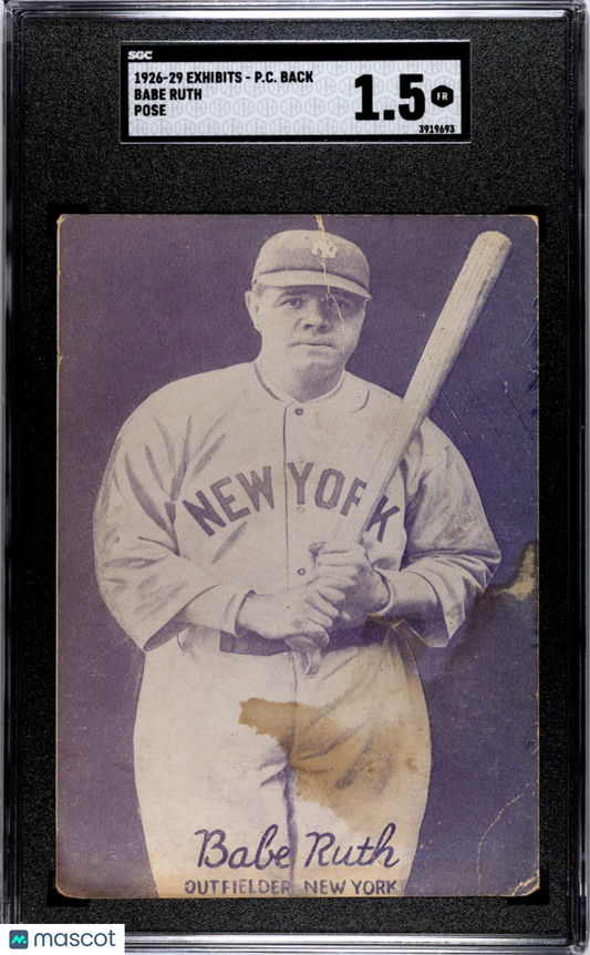 1926 Exhibits - P.C. Back Babe Ruth Pose SGC 1.5