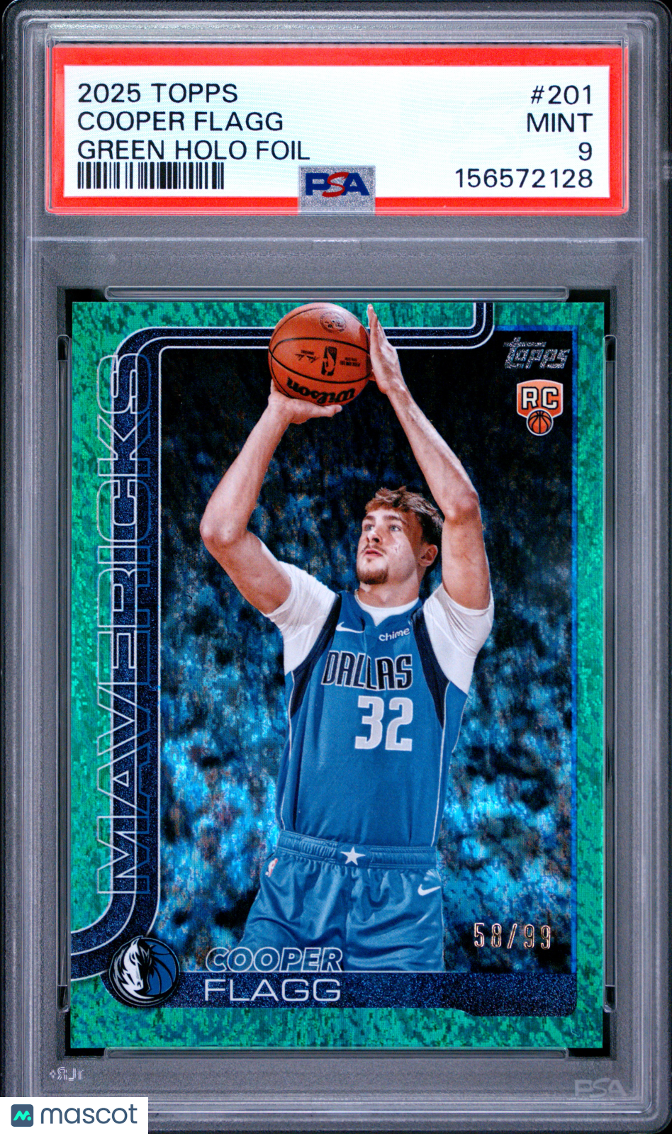 2025 Topps Cooper Flagg #201 Green Holo Foil PSA 9 58/99