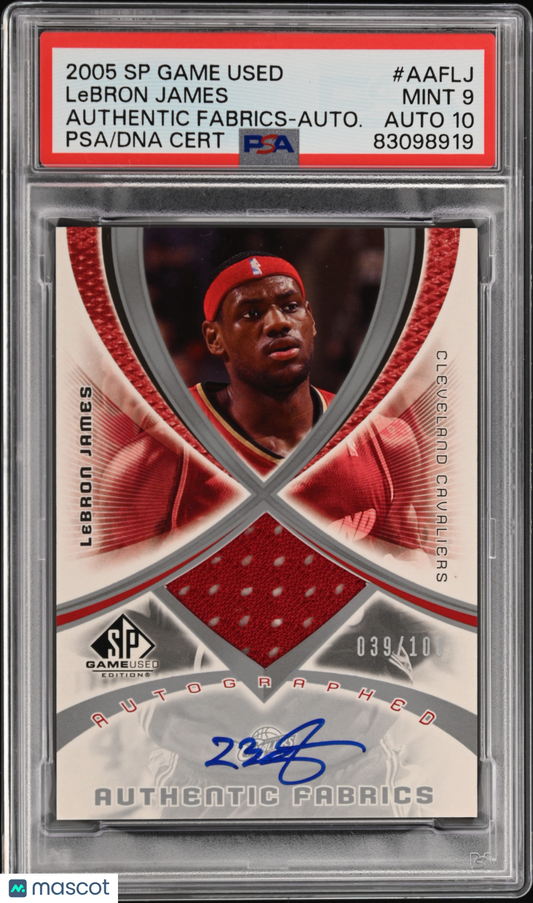2005 SP Game Used Authentic Fabrics LeBron James #AAFLJ PSA 9 039/100 Auto 10