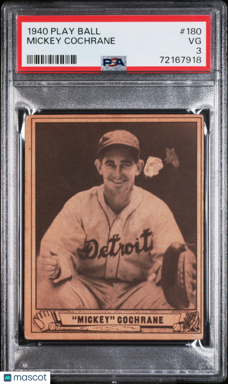 1940 Play Ball Mickey Cochrane #180 PSA 3