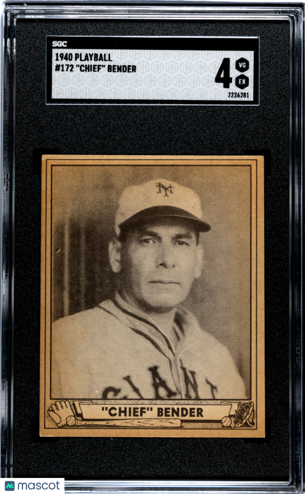 1940 Playball Chief Bender #172 SGC 4