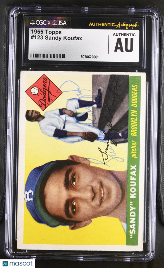 1955 Topps Sandy Koufax #123 CGC Authentic JSA Auto Authentic