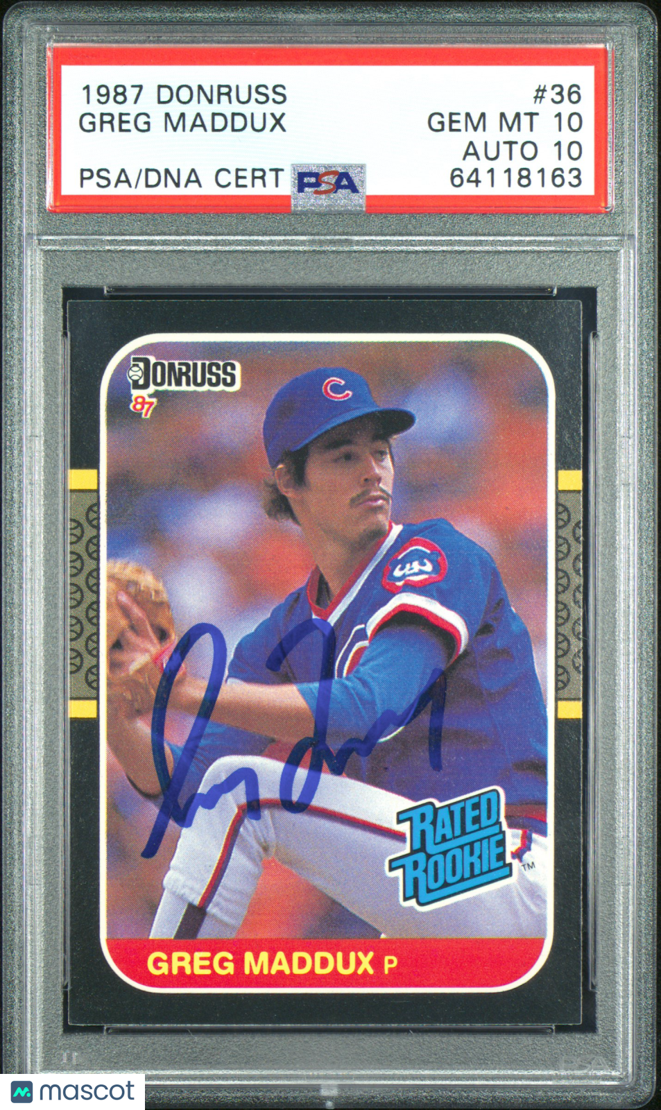 1987 Donruss Greg Maddux #36 PSA 10 Auto 10