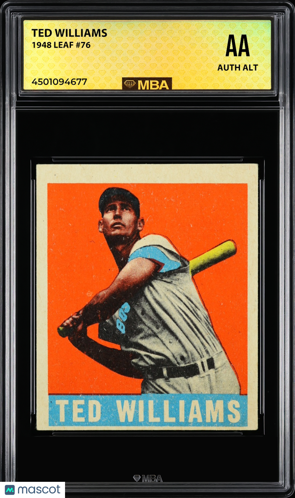 1948 Leaf Ted Williams #76 MBA Authentic Altered