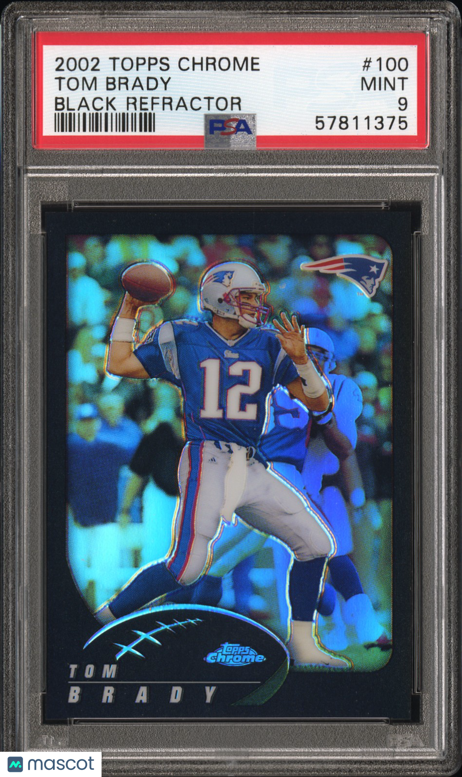 2002 Topps Chrome Tom Brady #100 Black Refractor PSA 9