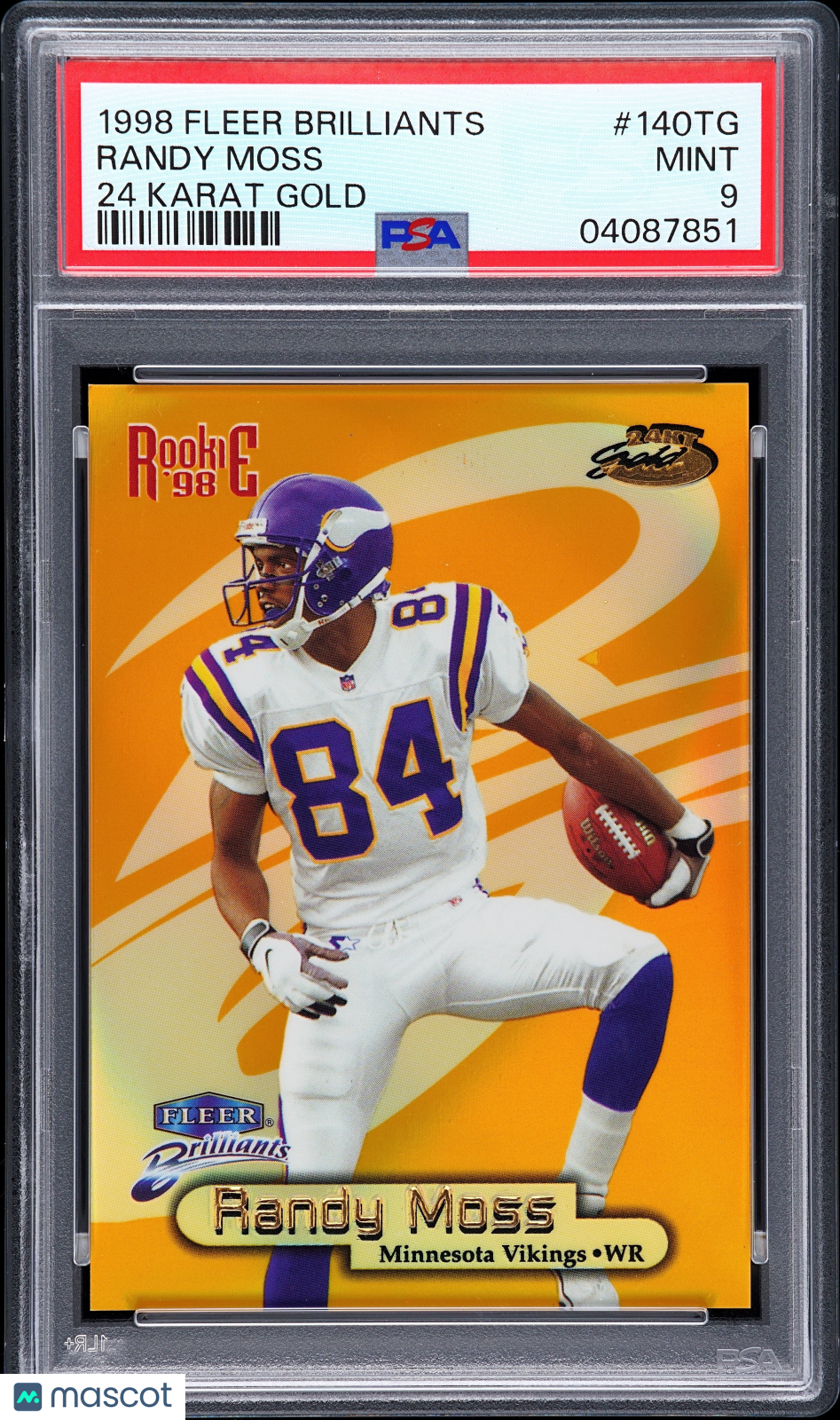 1998 Fleer Brilliants Randy Moss #140TG 24 Karat Gold PSA 9