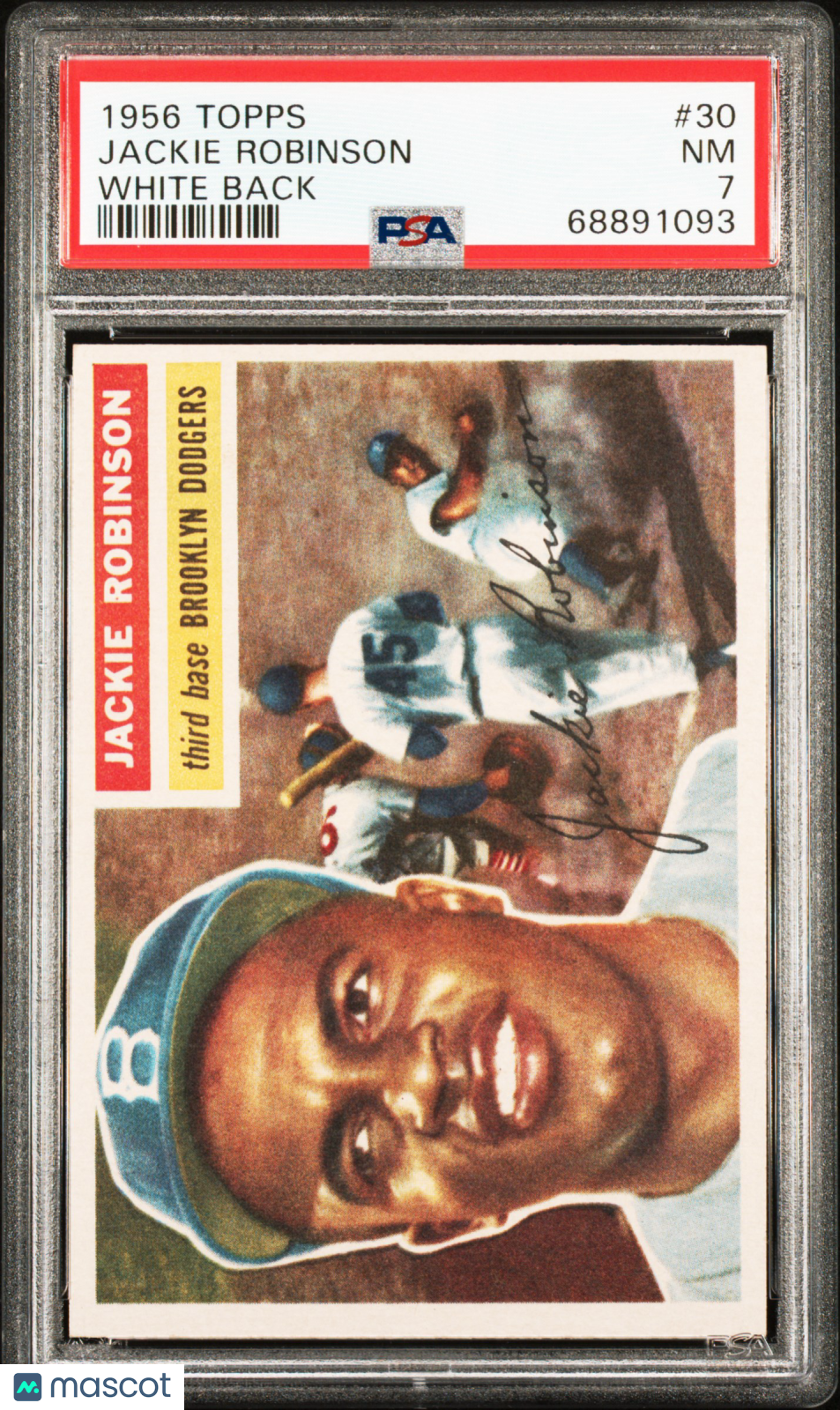 1956 Topps Jackie Robinson #30 White Back PSA 7