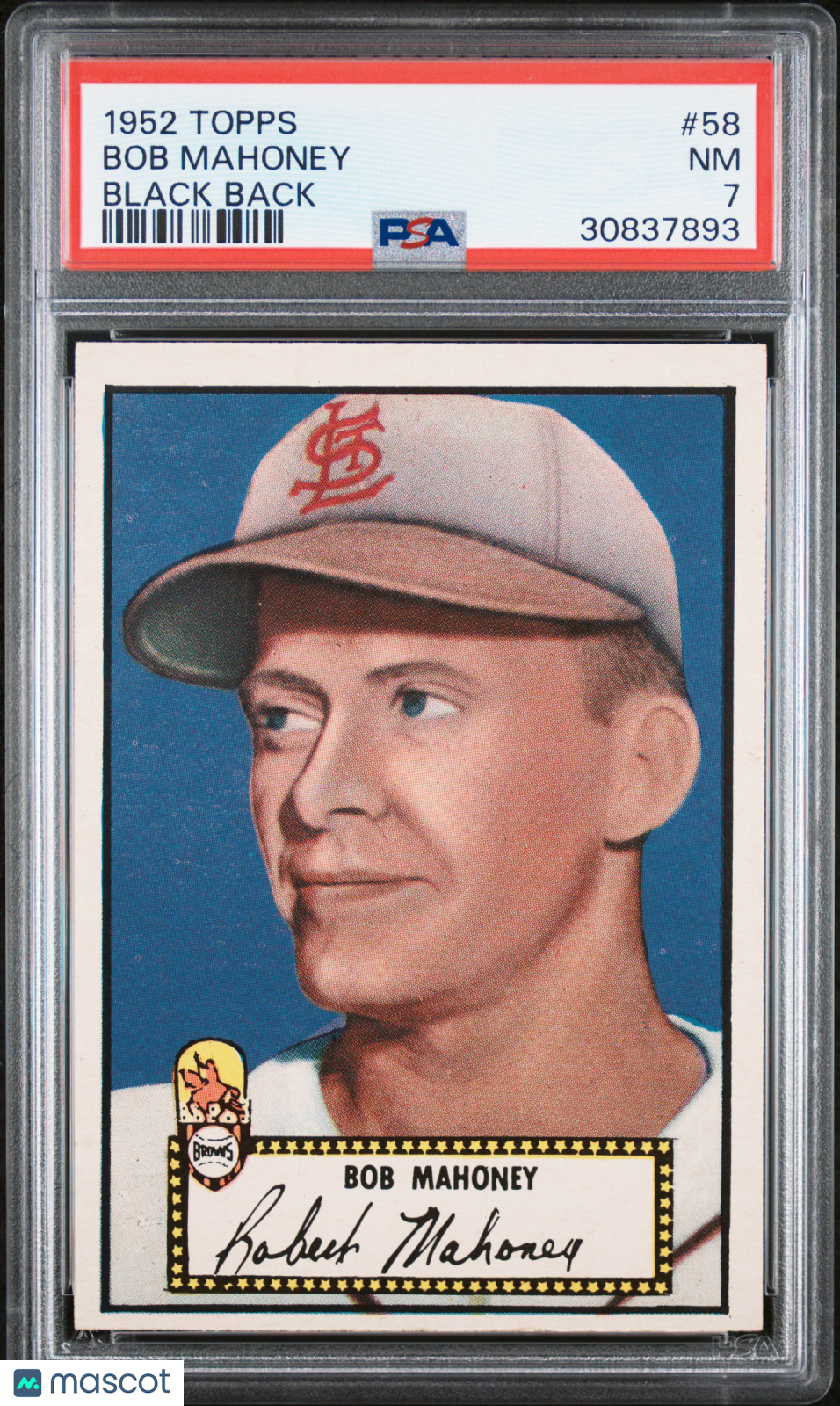 1952 Topps Bob Mahoney #58 Black Back PSA 7