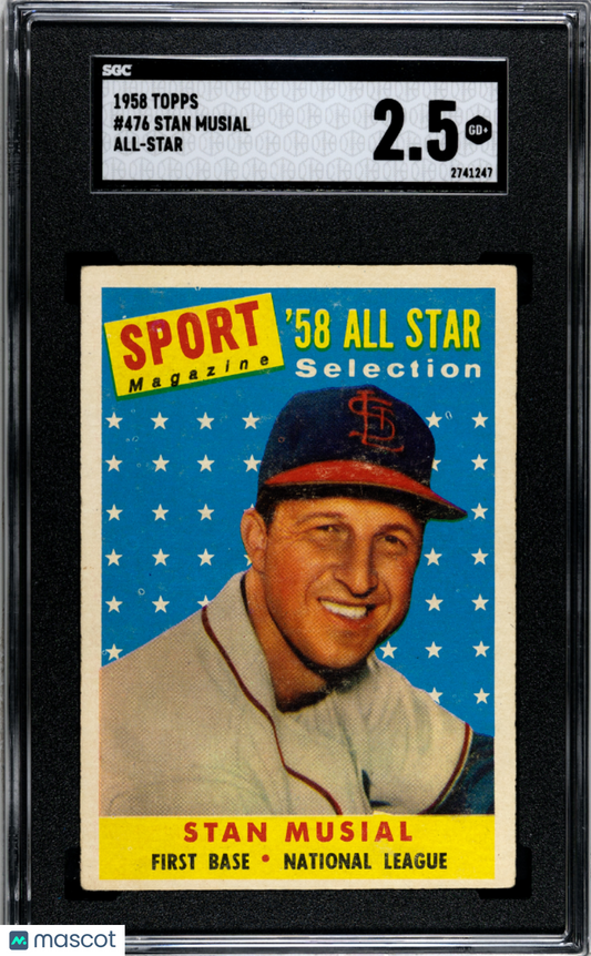 1958 Topps Stan Musial #476 All Star SGC 2.5