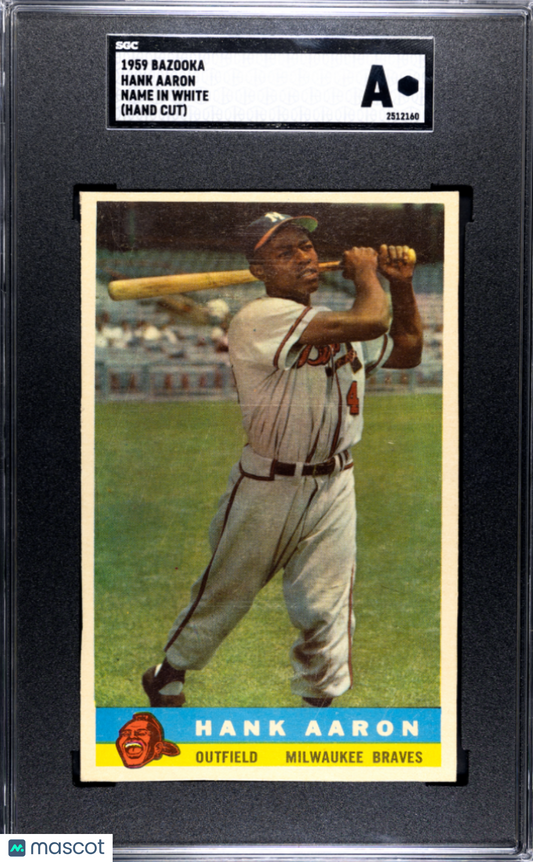 1959 Bazooka Hank Aaron Name In White (Hand Cut) SGC A