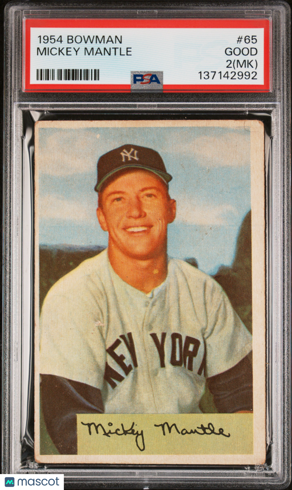 1954 Bowman Mickey Mantle #65 PSA 2 MK