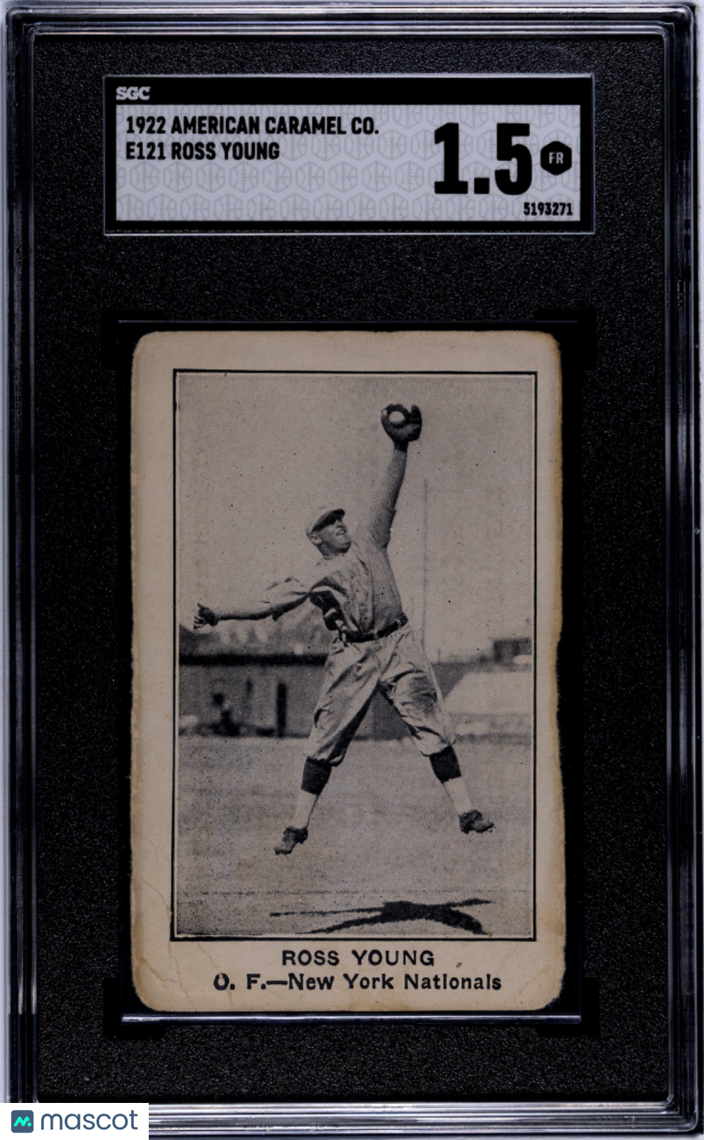 1922 American Caramel Co. Series of 120 (E121) Ross Young SGC 1.5