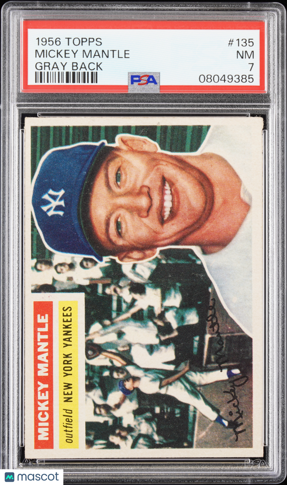 1956 Topps Mickey Mantle #135 Gray Back PSA 7