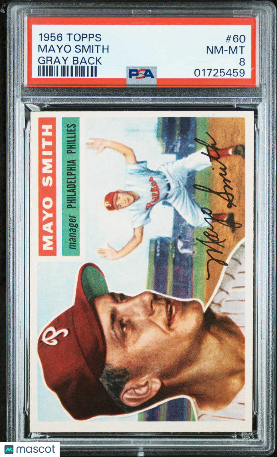 1956 Topps Mayo Smith #60 Gray Back PSA 8