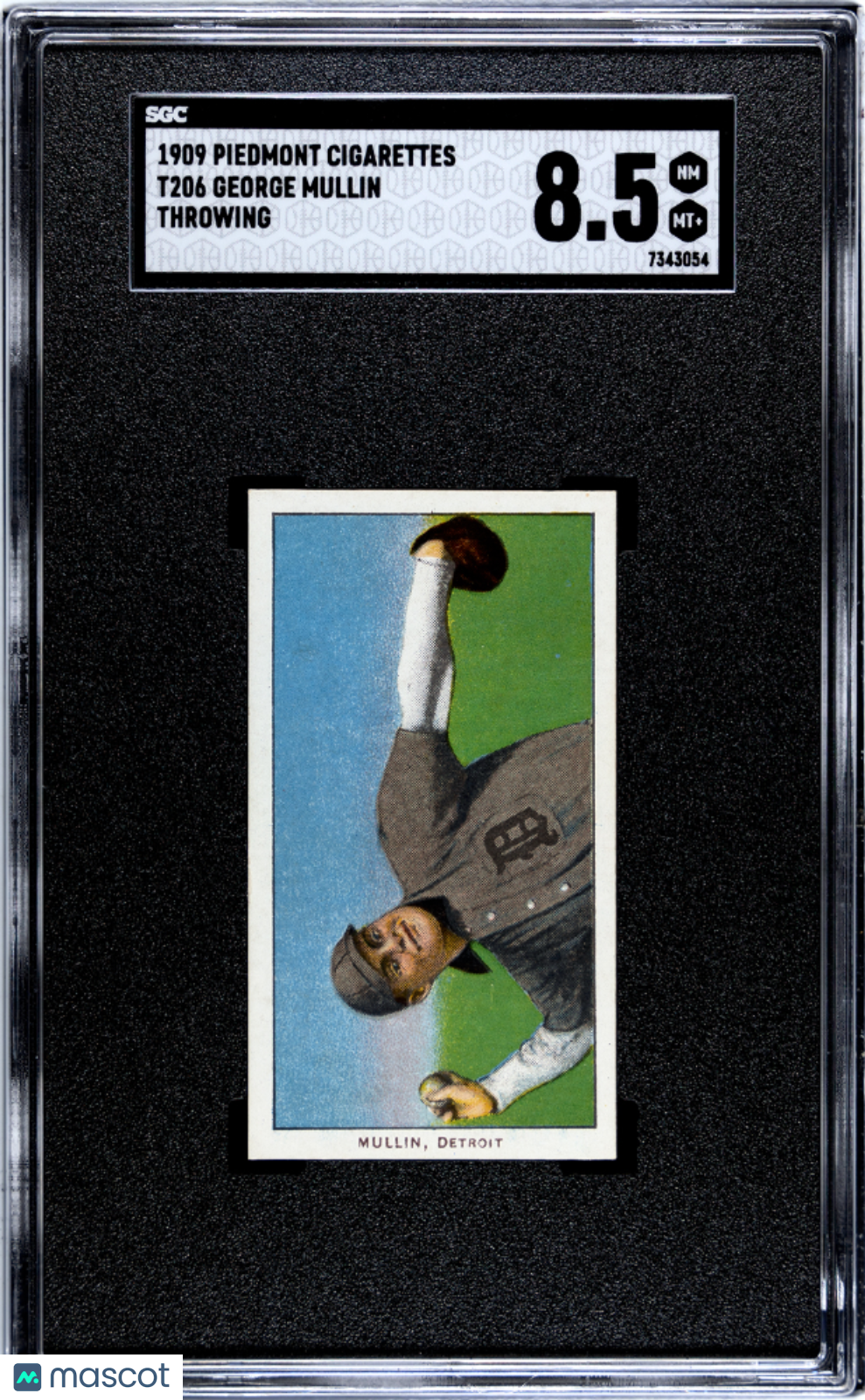 1909 Piedmont Cigarettes (T206) George Mullin Throwing SGC 8.5