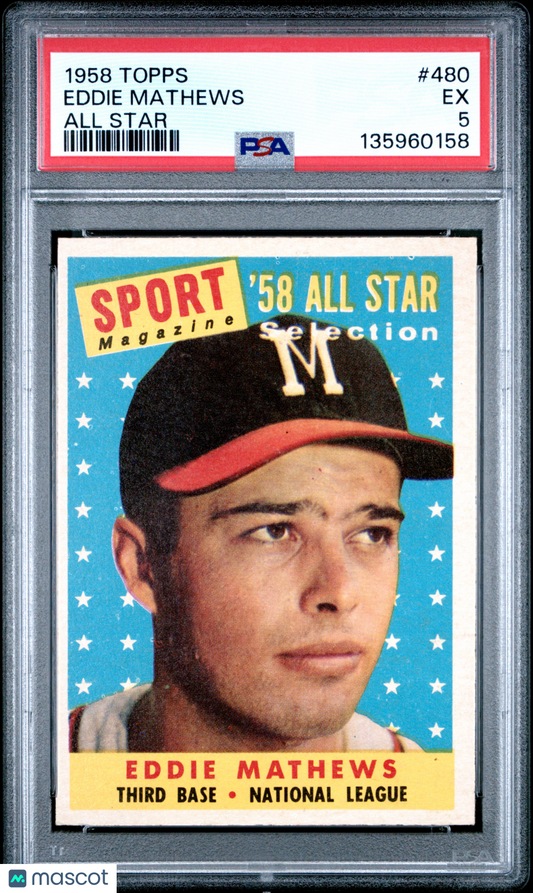 1958 Topps Eddie Mathews #480 All Star PSA 5