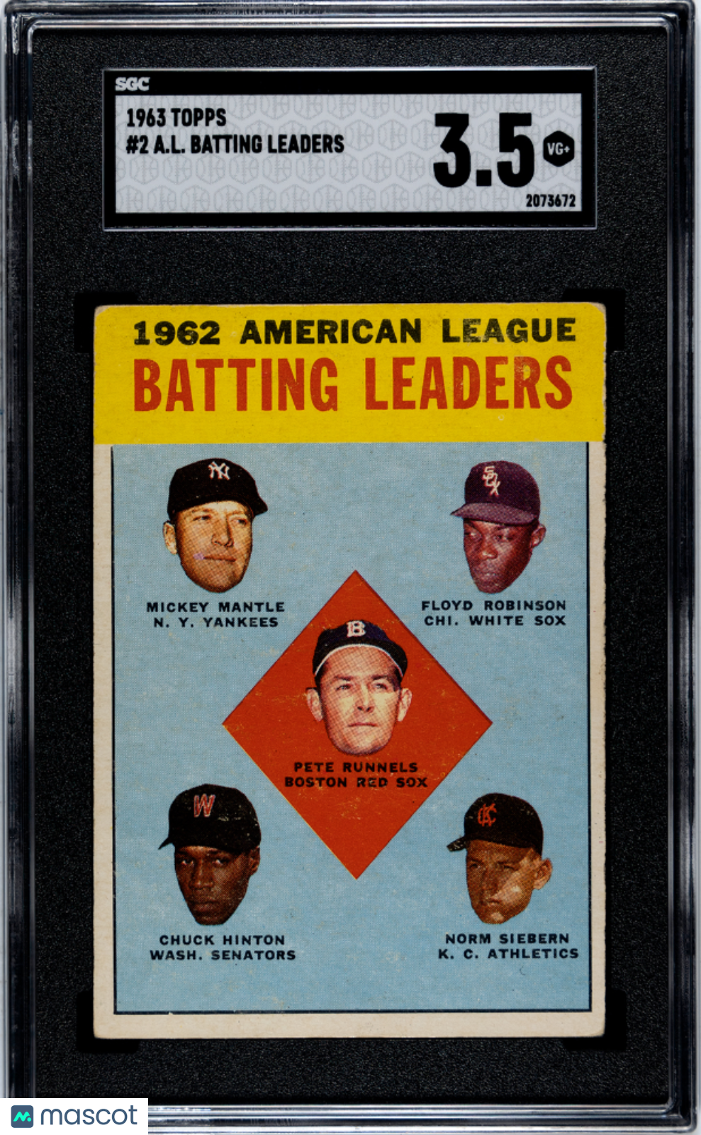 1963 Topps A. L. Batting Leaders #2 SGC 3.5