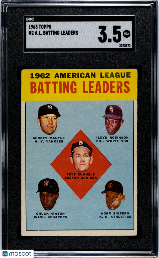 1963 Topps A. L. Batting Leaders #2 SGC 3.5