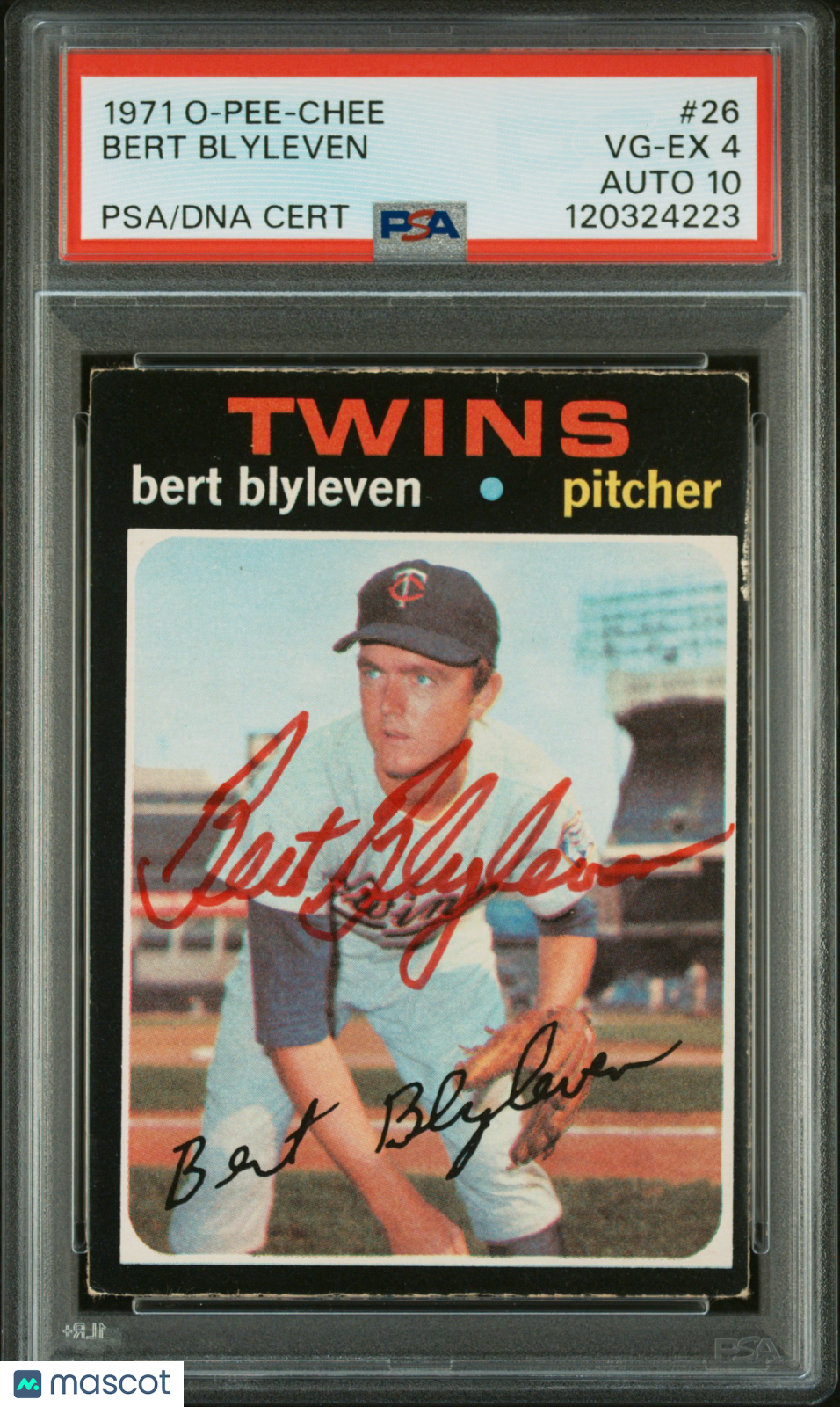 1971 O-Pee-Chee Bert Blyleven #26 PSA 4 Auto 10