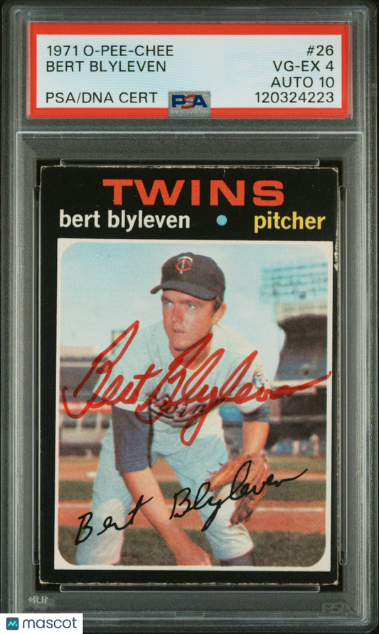 1971 O-Pee-Chee Bert Blyleven #26 PSA 4 Auto 10