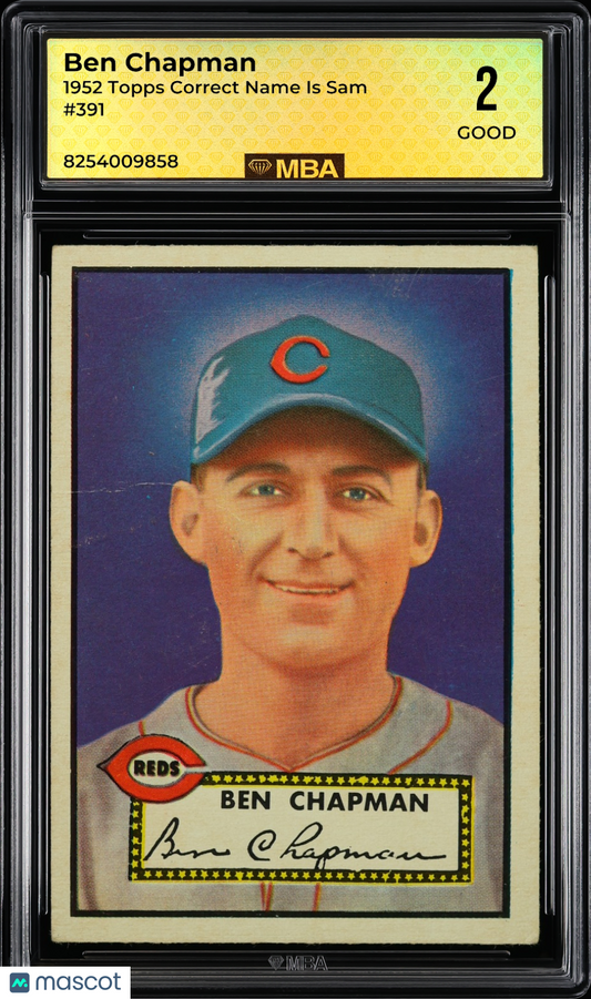 1952 Topps Ben Chapman #391 Correct name is Sam MBA 2