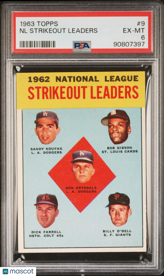 1963 Topps NL Strikeout Leaders #9 PSA 6