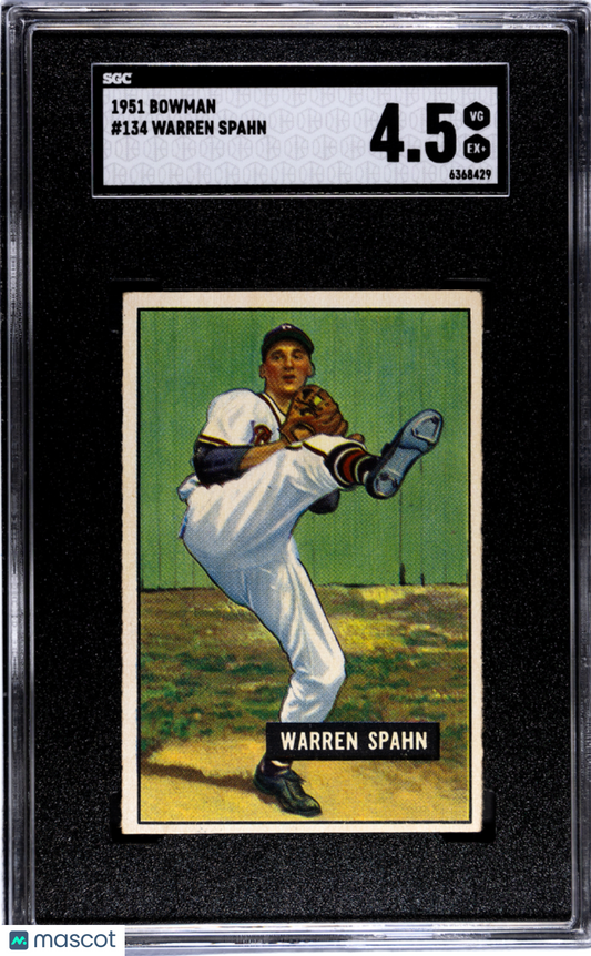 1951 Bowman Warren Spahn #134 SGC 4.5