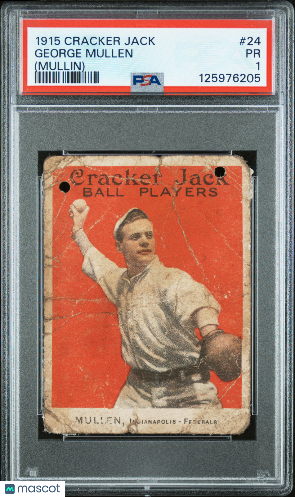 1915 Cracker Jack George Mullen #24 (Mullin) PSA 1
