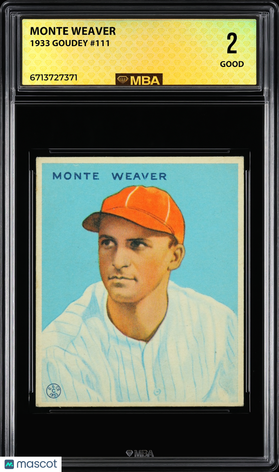 1933 Goudey Monte Weaver #111 MBA 2