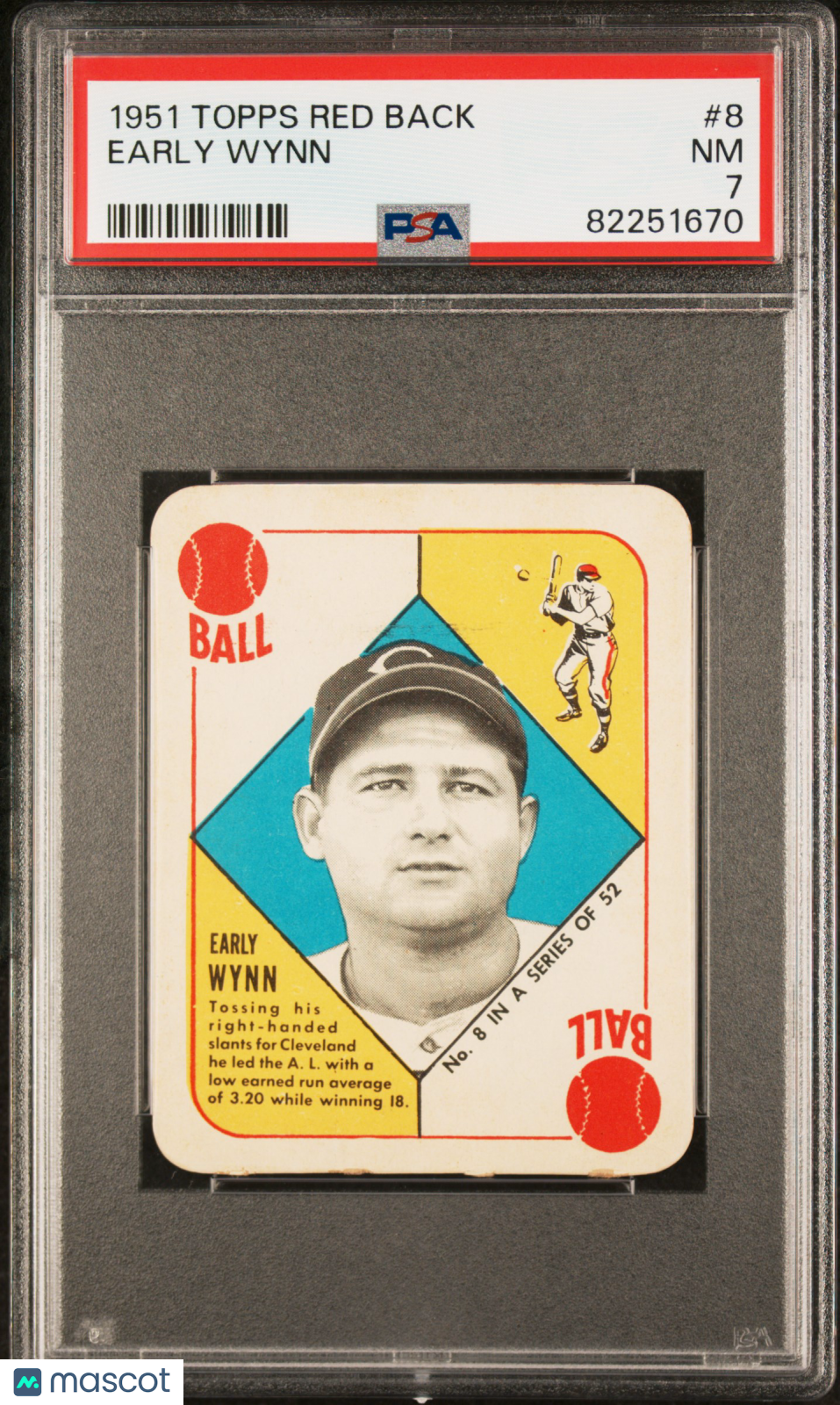 1951 Topps Red Back Early Wynn #8 PSA 7