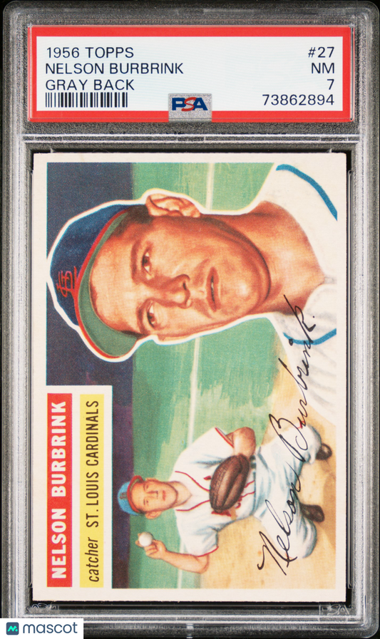1956 Topps Nelson Burbrink #27 Gray Back PSA 7
