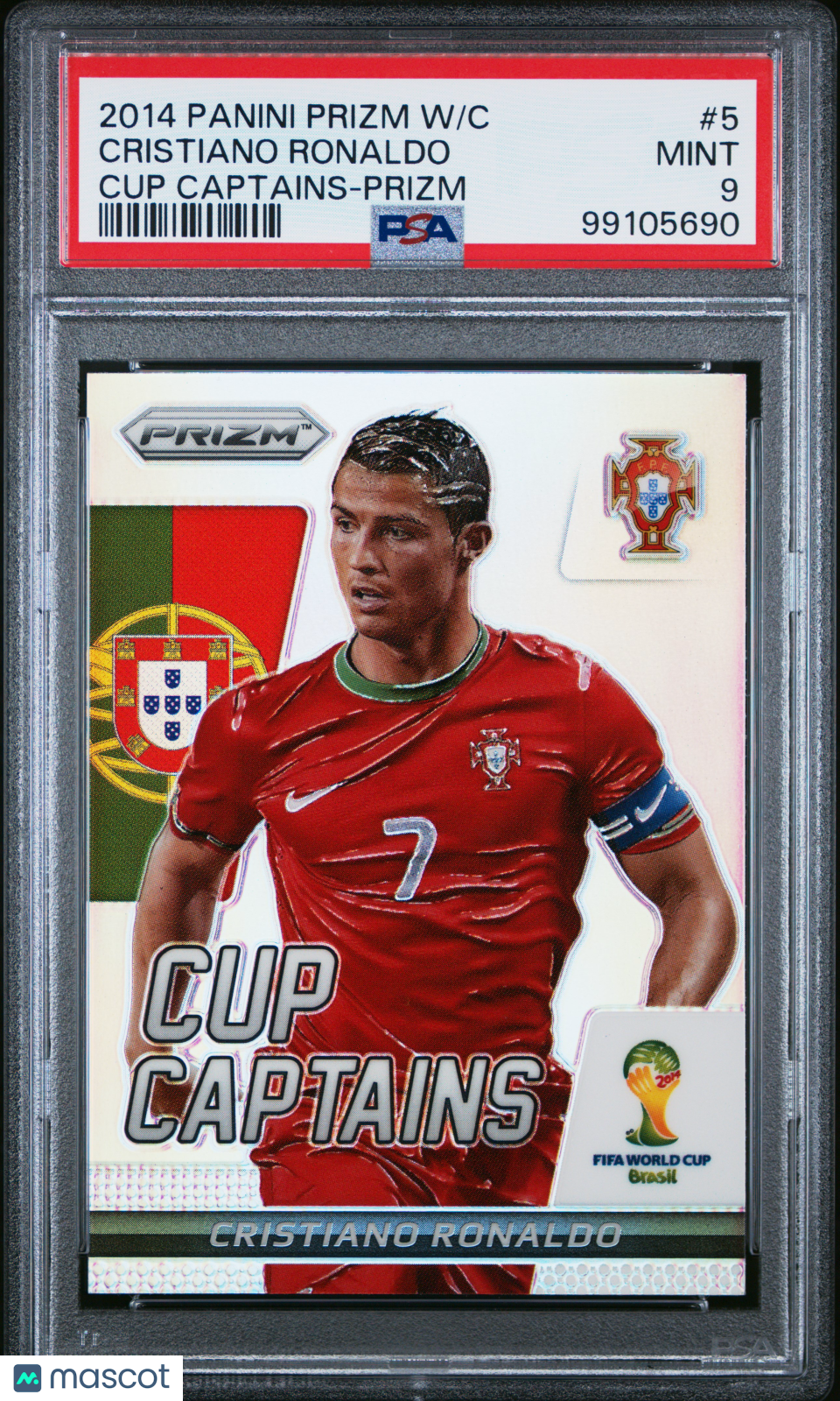 2014 Panini Prizm World Cup Cup Captains Cristiano Ronaldo #5 PSA 9