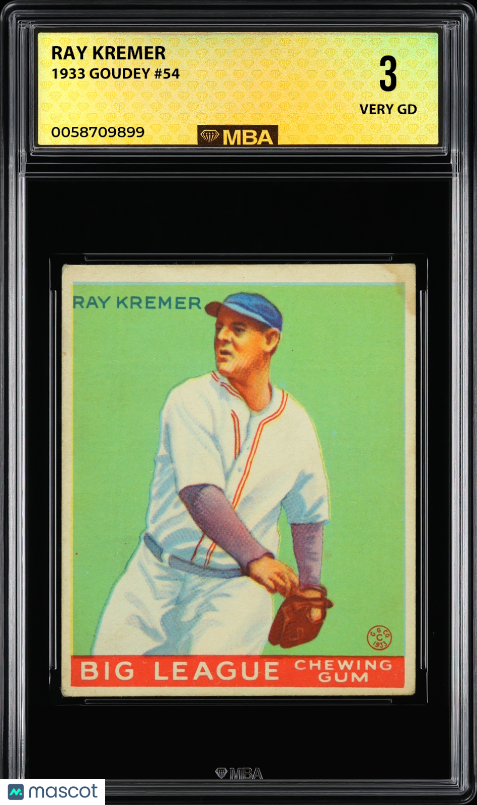 1933 Goudey Ray Kremer #54 MBA 3