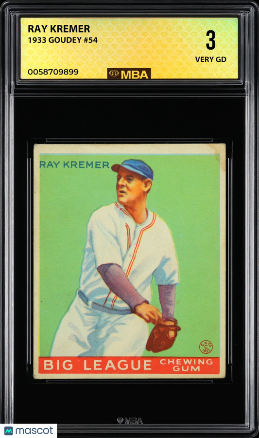 1933 Goudey Ray Kremer #54 MBA 3