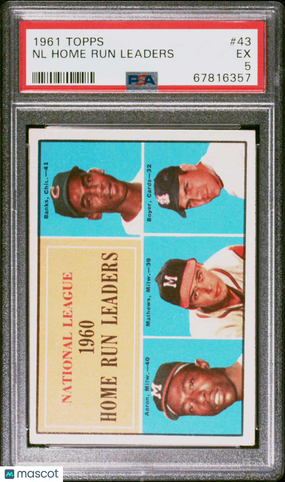 1961 Topps NL Home Run Leaders #43 PSA 5
