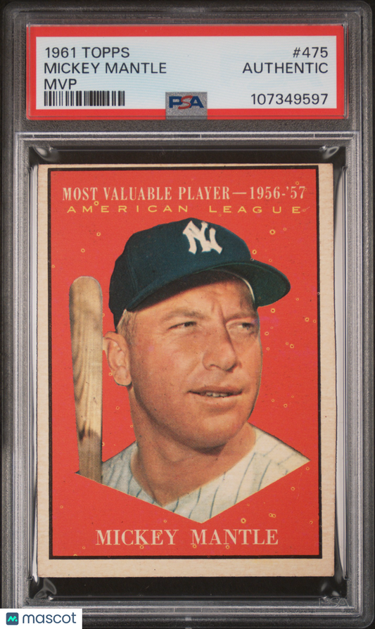 1961 Topps Mickey Mantle #475 MVP PSA A