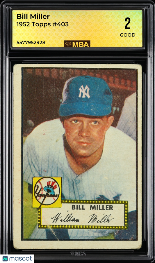 1952 Topps Bill Miller #403 MBA 2