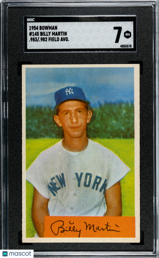1954 Bowman Billy Martin #145. 983. 982 Field Avg. SGC 7