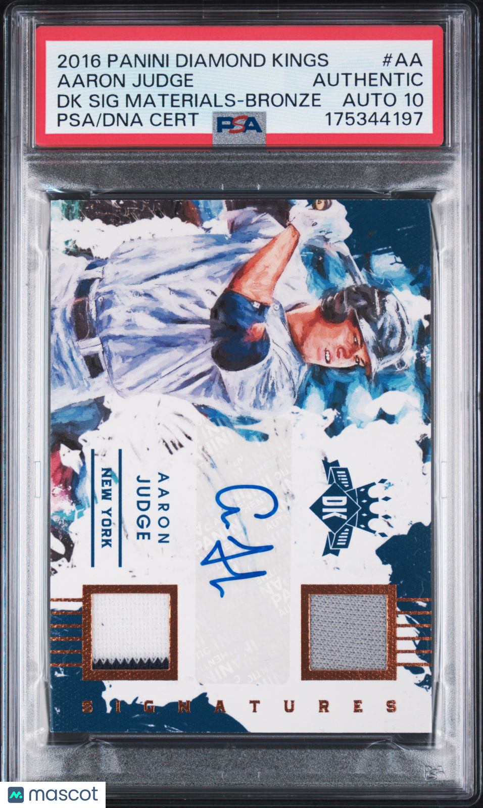 2016 Panini Diamond Kings Signature Materials Aaron Judge Bronze PSA A Auto 10