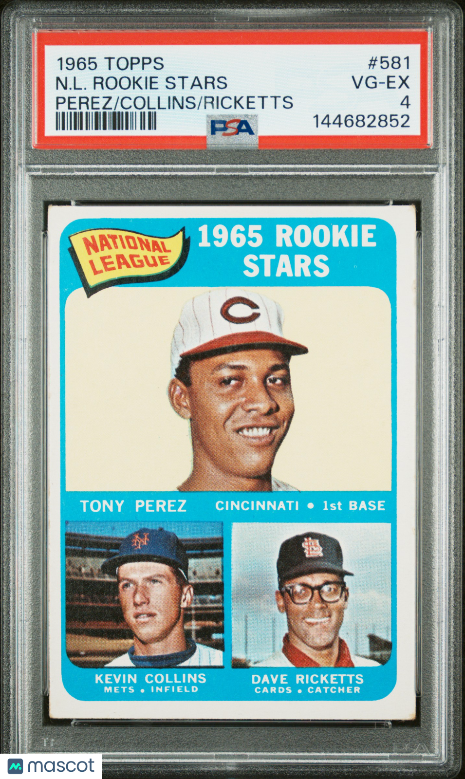 1965 Topps N. L. Rookie Stars #581 Perez Collins Ricketts PSA 4