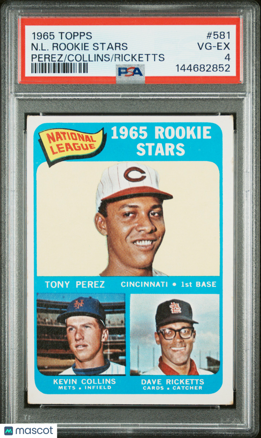 1965 Topps N. L. Rookie Stars #581 Perez Collins Ricketts PSA 4