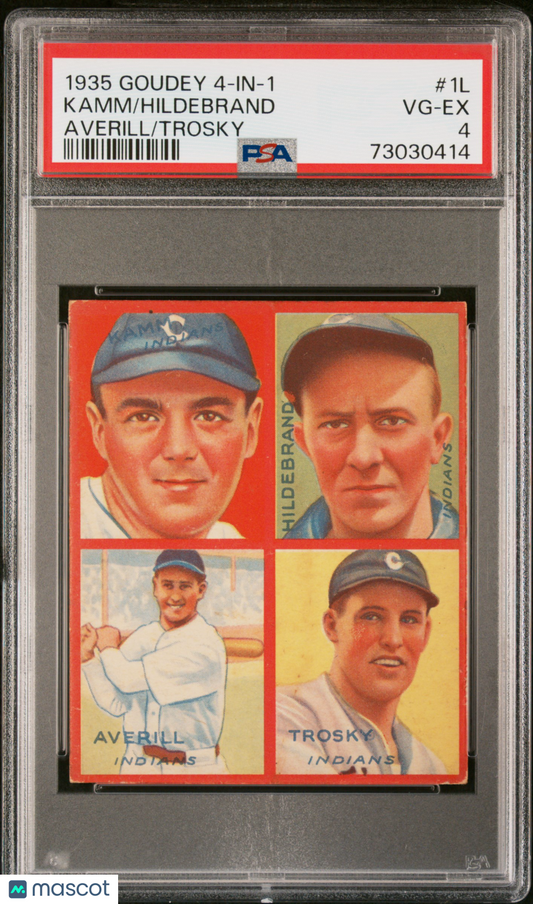 1935 Goudey 4-In-1 Hildebrand Kamm #1L Averill Trosky PSA 4