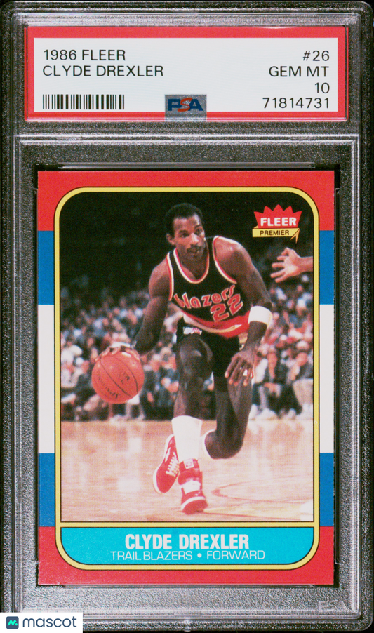1986 Fleer Clyde Drexler #26 PSA 10