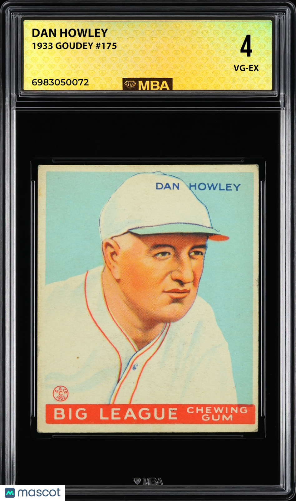 1933 Goudey Dan Howley #175 MBA 4
