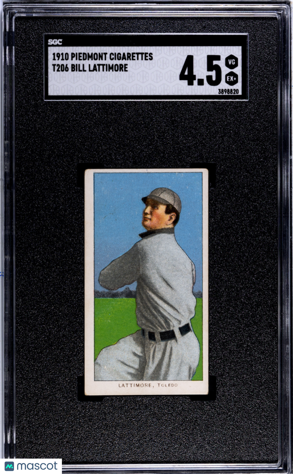 1910 Piedmont Cigarettes (T206) Bill Lattimore SGC 4.5