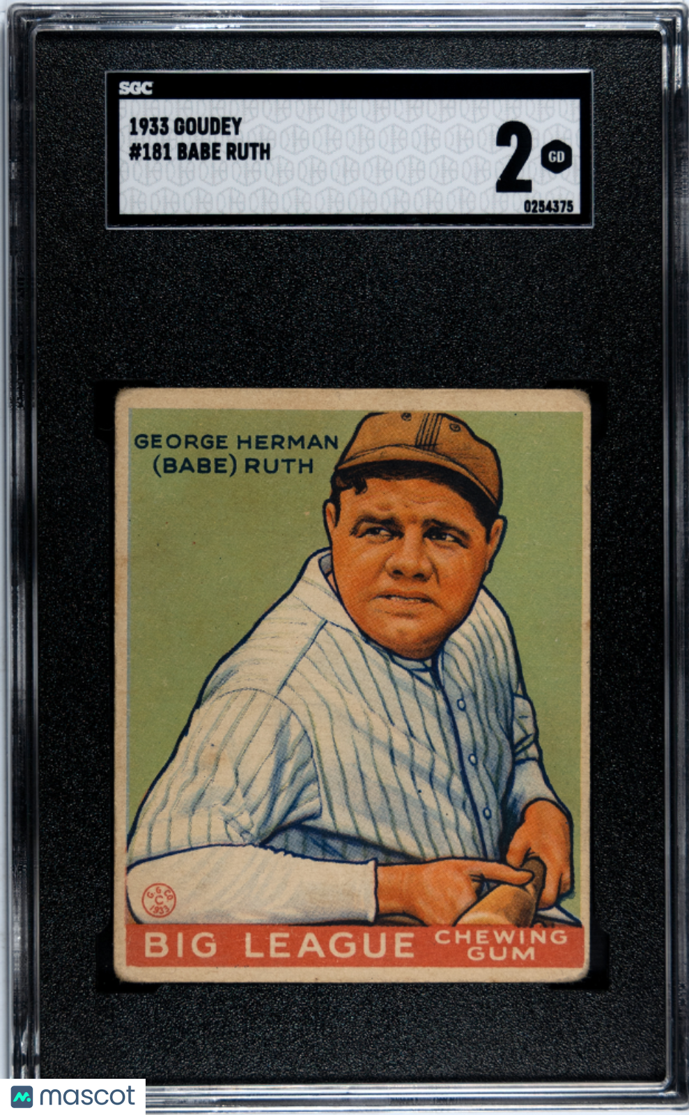 1933 Goudey Babe Ruth #181 SGC 2